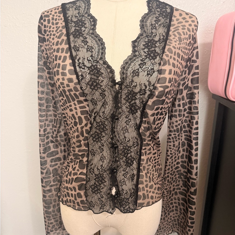 Animal Print Lace Cardigan